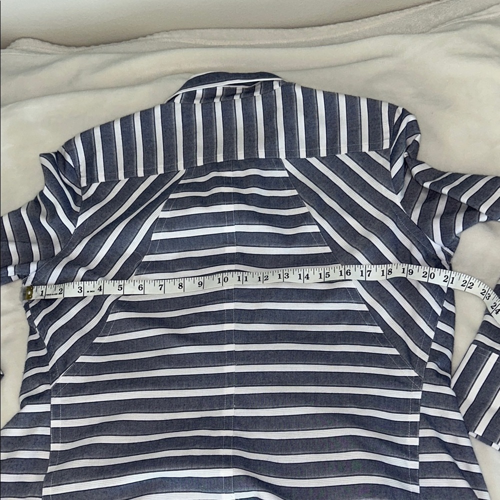 Donna Karan Navy and White Striped Blouse - Picture 8 of 12